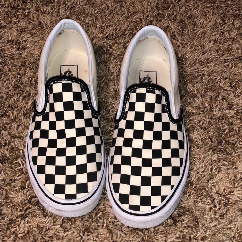Vans size 8 checkered slip on shoes